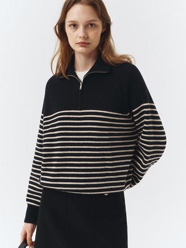 Unisex Striped Half Zip-up Wool-blend Sweater [French Navy] (UDSW3C103N2) - Dunst for WOMEN - Modalova