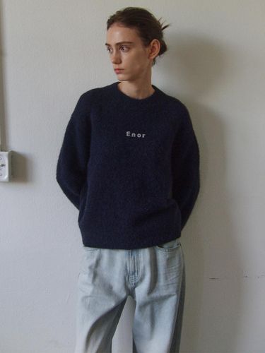 Alpaca Wool Logo Essential Pullover Knit [Navy] - Enor - Modalova