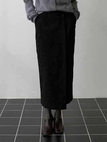 Winter Twill Wrap Maxi Skirt [Black] (OU1553) - ouie - Modalova