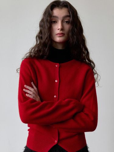 Wool Basic Round Cardigan [Pure Red] (OU1567) - ouie - Modalova