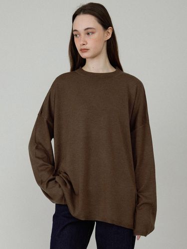 Comfort Wool Ribbed Loose Fit Knit [Brown] - L’EAU - Modalova