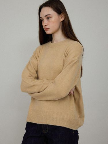 Wool Blend Round Neck Knit [Camel] - L’EAU - Modalova