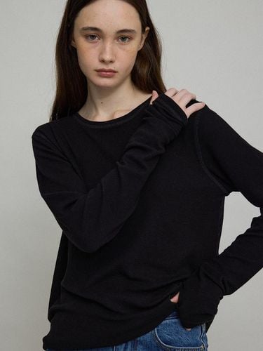 Wool Tencel Long Sleeve T-shirt [Black] - L’EAU - Modalova