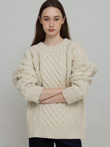 Irish Fisherman Wool Sweater [Beige] - L’EAU - Modalova