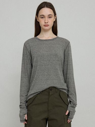 Wool Tencel Long Sleeve T-shirt [Grey] - L’EAU - Modalova