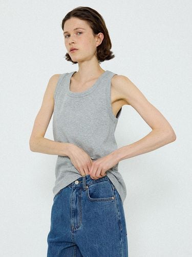 Sleeveless U-neck Cotton Top [Melange Grey] - L’EAU - Modalova