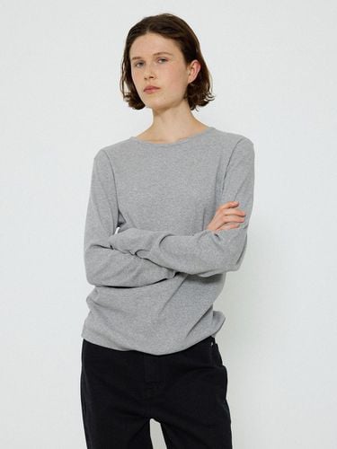 Classic Ribbed Cotton T-shirt [Melange Grey] - L’EAU - Modalova