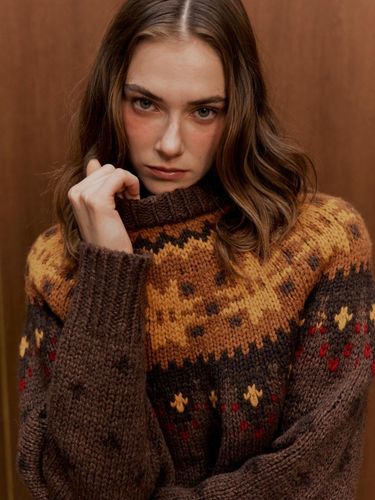 Nordic Pattern Wool Pullover [Brown] - diaalto - Modalova