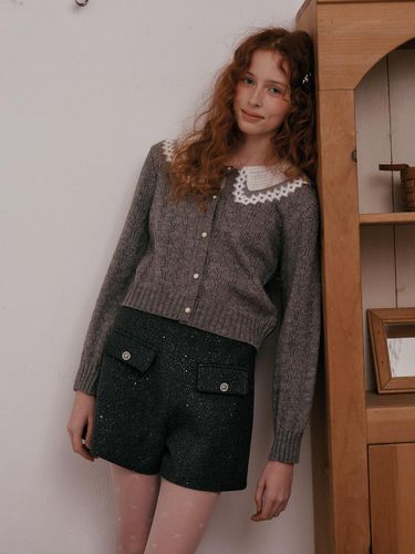 Lace Knit Winter Cardigan [GRAY] - DUNDROP - Modalova