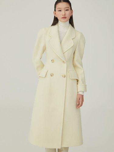 Double-breasted Balloon Sleeve Midi Coat [Yellow] - HANAVO - Modalova