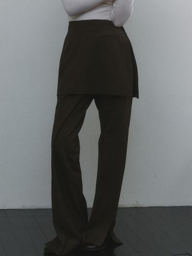 Slit Detail Layered Wide Leg Set Up [Brown] (1283) - ourcomos - Modalova