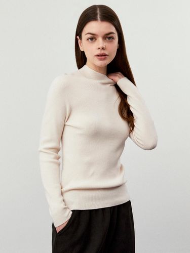 Wool Ribbed High Neck Knit [LIGHT BEIGE] - koolkitten - Modalova