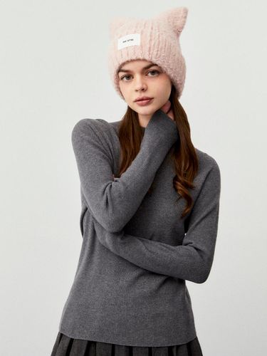 Wool Ribbed High Neck Knit [LIGHT GRAY] - koolkitten - Modalova