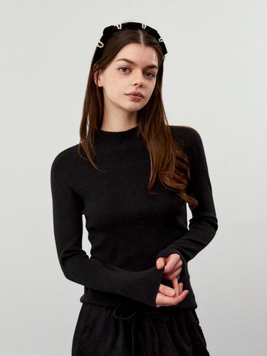 Wool Ribbed High Neck Body-Hugging Knit [BLACK] - koolkitten - Modalova