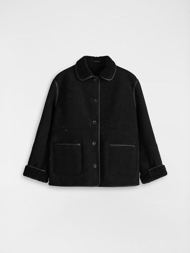 Reversible Shearling Premium Suede Jacket [Black] - JRIUM - Modalova