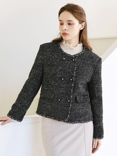 Down Tweed Double-Breasted Semi-Cropped Round Jacket (JFWJP309M) - JUARR - Modalova