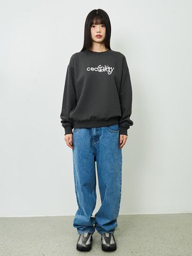 Logo Print Fleece-lined Cotton Sweatshirt [Charcoal] - CHANCECHANCE - Modalova