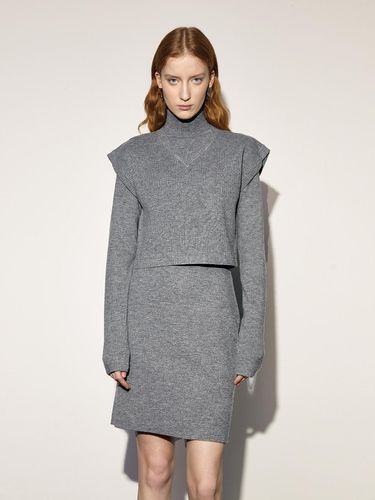 Knitted Two-Piece Separable Vest Dress [Gray] - PIA STUDIO - Modalova