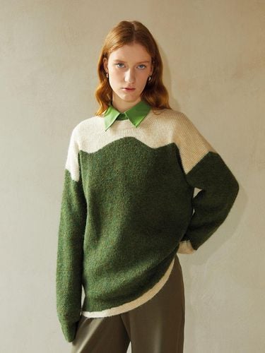 Loose Color-block Winter Sweater [Green] - PIA STUDIO - Modalova