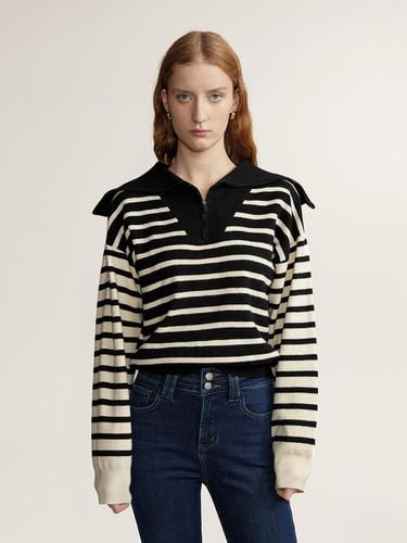 Striped Semi Overfit Winter Sweater [Black] - PIA STUDIO - Modalova