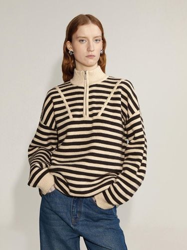 Vintage Striped Soft Wool Knit Sweater [Beige] - PIA STUDIO - Modalova