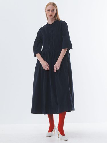 Relaxed Corduroy Maxi Dress [Navy] - Emin & Paul - Modalova