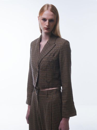 Houndstooth Cropped Italian Wool Blazer - Emin & Paul - Modalova