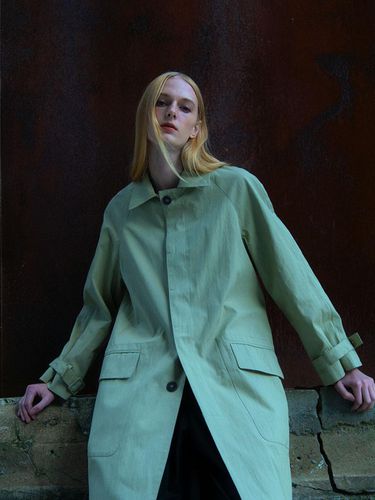 Classic Cotton Blend Raglan Trench Coat [Green] - Emin & Paul - Modalova