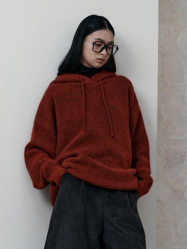 Luxurious Hoodie Knit Sweater [RED] - PIA STUDIO - Modalova