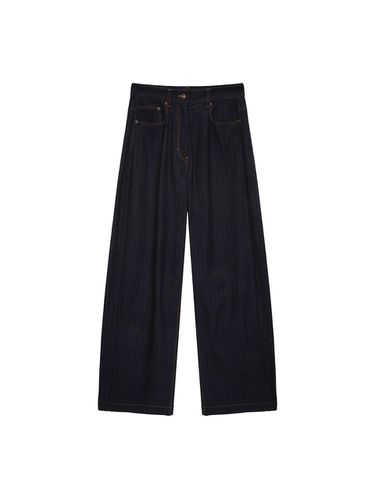 Denim Like Stripe Wide Pants [Navy] - Matin Kim - Modalova