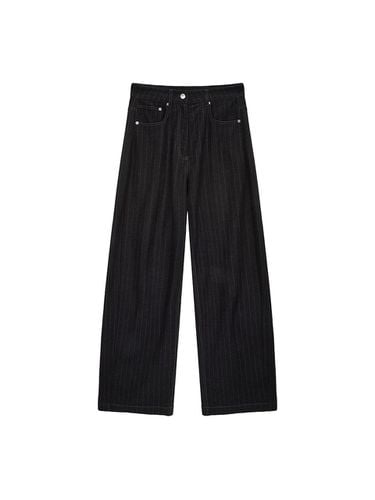 Denim Like Stripe Wide Pants [Charcoal] - Matin Kim - Modalova