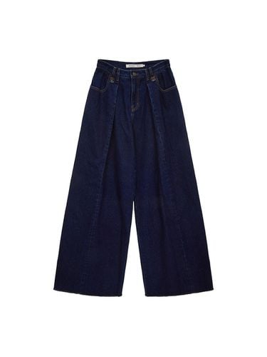 Tuck Point Wide Leg Cotton Pants [Navy] - Matin Kim - Modalova