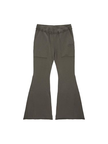 Cut Out Detail Bootcut Cotton Sweatpants [Khaki Grey] - Matin Kim - Modalova