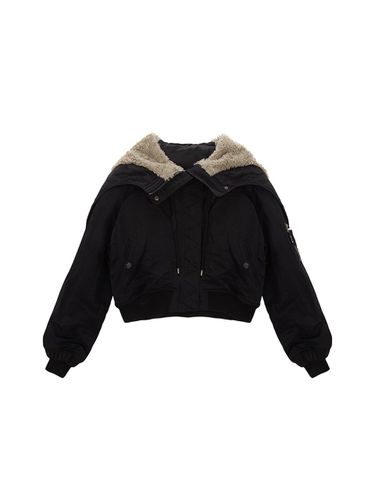 Fur Trimming Hooded MA-1 Bomber Jacket [Black] - Matin Kim - Modalova