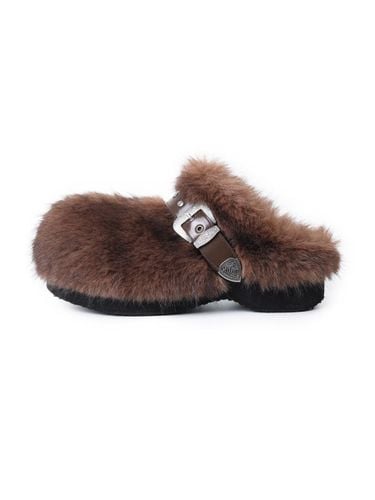 Buckle Fur Polyurethane Clog [Brown] - LECYTO - Modalova