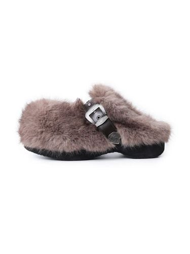 Buckle Fur Polyurethane Clog [Gray] - LECYTO - Modalova