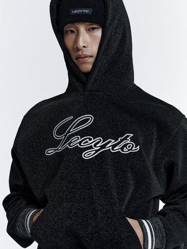 Shining Embossing Metallic Hooded Jacket [Black] - LECYTO - Modalova