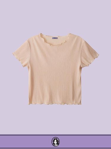 Pleated Shirring T-Shirt [Beige] - DIAMOND LAYLA - Modalova