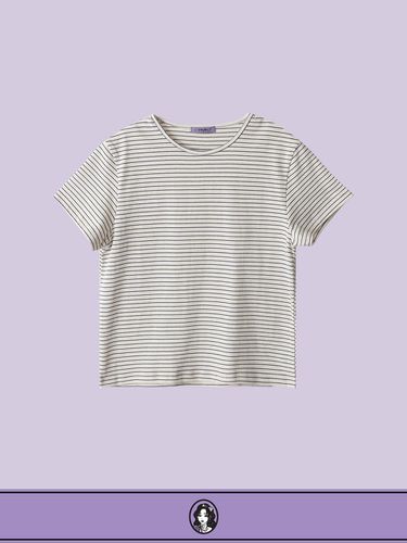 Cotton Blend Striped Round Neck T-shirt - DIAMOND LAYLA - Modalova