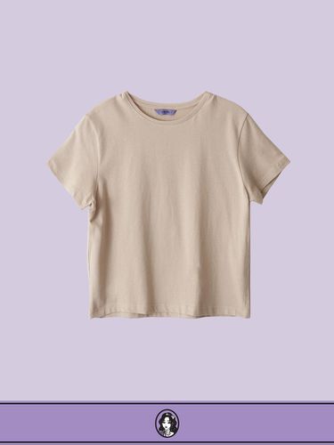 Soft Cotton Modal Round Neck T-shirt [Beige] - DIAMOND LAYLA - Modalova