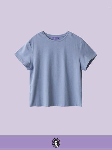 Cotton Modal Mid-Crop T-shirt [Sky] - DIAMOND LAYLA - Modalova