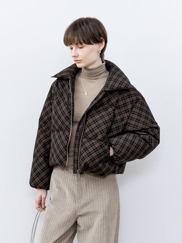 Vintage Plaid Down Jacket - tageechita - Modalova