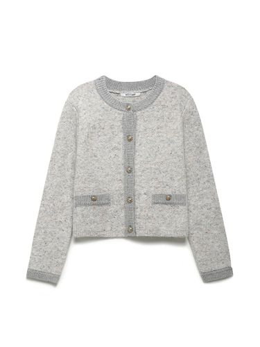 Boucle Round Knit Relaxed Fit Cardigan (A244PWK961) - NICE CLAUP - Modalova