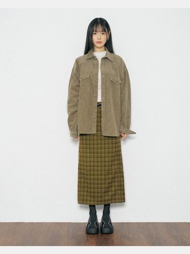 Western Corduroy Washed Oversized Shirt [Dry Khaki] (S164) - DIAMOND LAYLA - Modalova