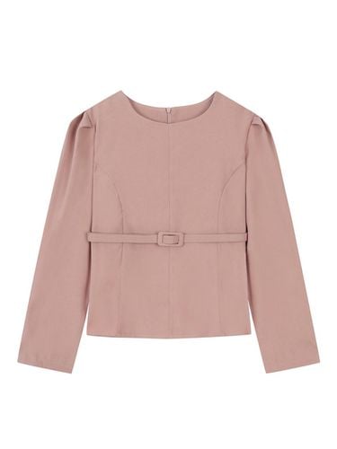 Puff Sleeve Belt Feminine Blouse (TJBAX2442) - VIKI - Modalova