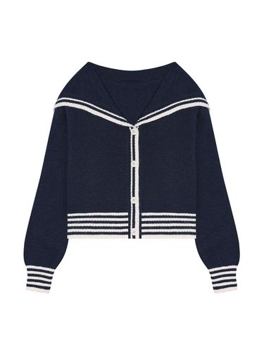 Stripe Sailor Collar Knit Cardigan (TJCCI4907) - VIKI - Modalova