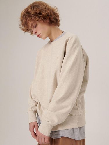 Pigment Treated Cotton Sweatshirt [Light Brown Melange] - Flatwave in Seoul - Modalova