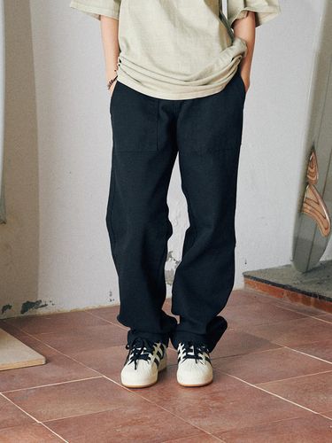 Pinn Washed Cotton Canvas Pants [Black] - Flatwave in Seoul - Modalova