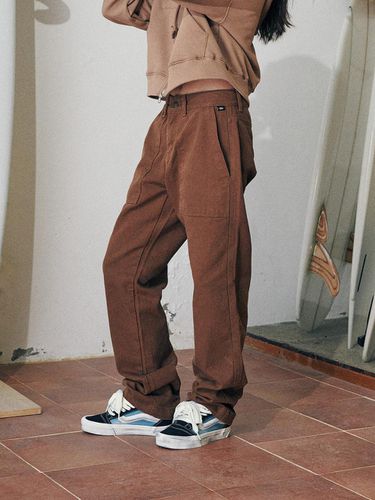 Pinn Washed Cotton Canvas Pants [Brown] - Flatwave in Seoul - Modalova