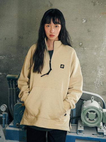 Half Zip-Up Classic Sweatshirt [Beige] - Flatwave in Seoul - Modalova